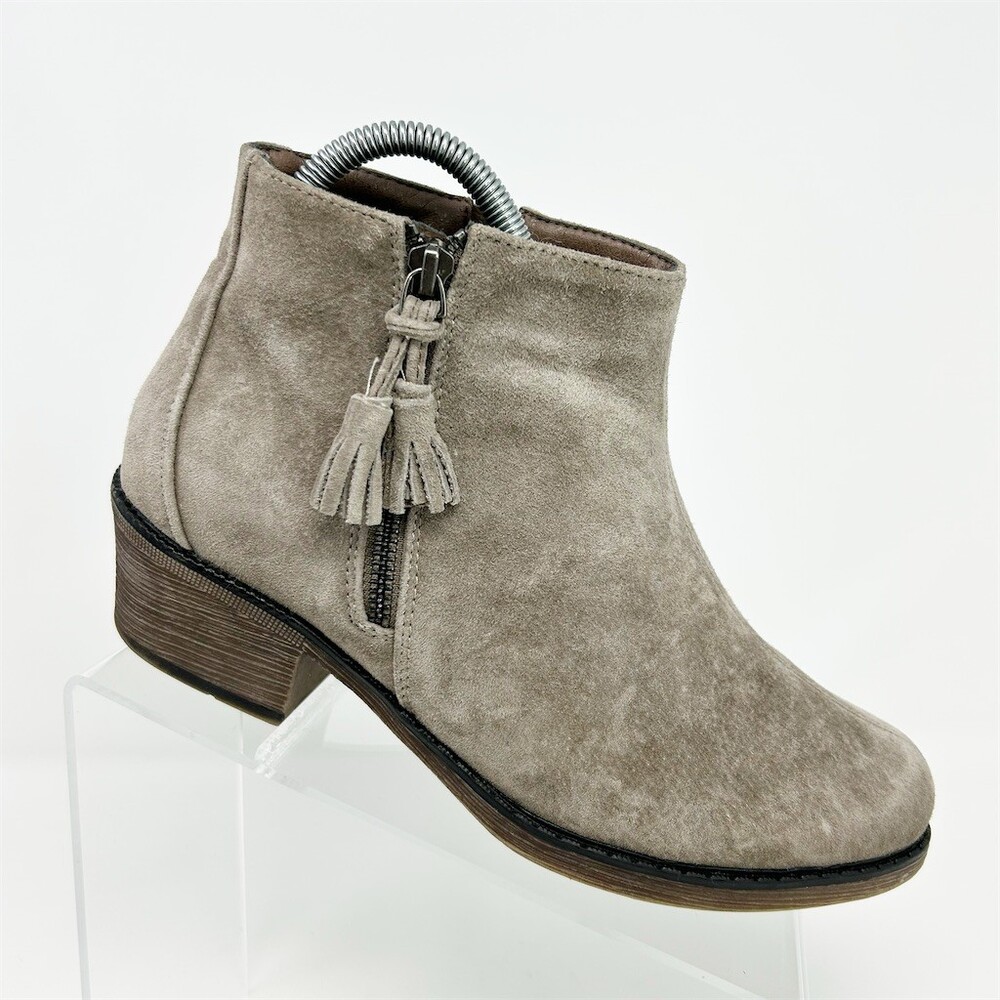 Propét Rebel Womens Ankle Booties Taupe Gray Side Zip Tassel Low Heel 8 X2E